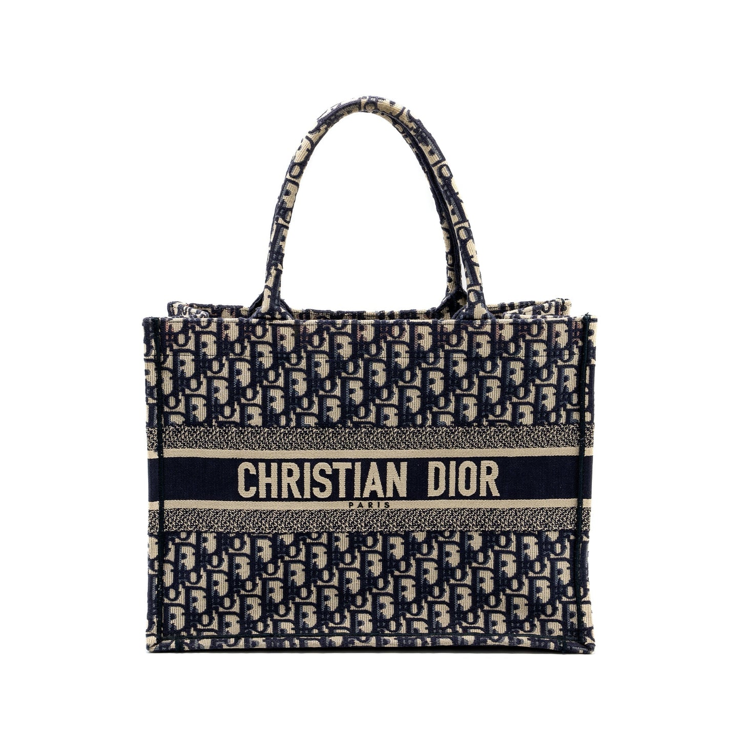 Dior medium book tote blue oblique emboidery