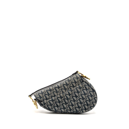 Dior Vintage Saddle Purse Canvas / Leather Blue/Multicolour
