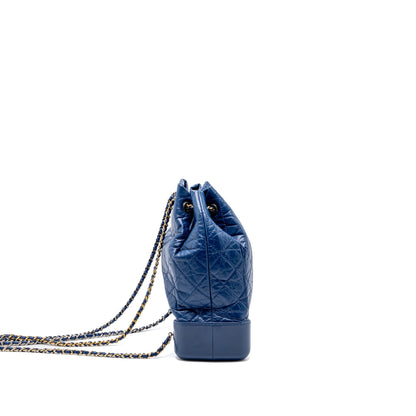 Chanel Medium Gabrielle Backpack Aged Calfskin Blue Multicolour Hardware