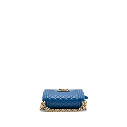 Chanel Small Boy Bag Calfskin Blue LGHW