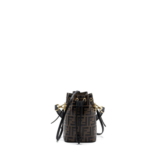 Fendi mini mon tresor bucket Purse calfskin brown / black