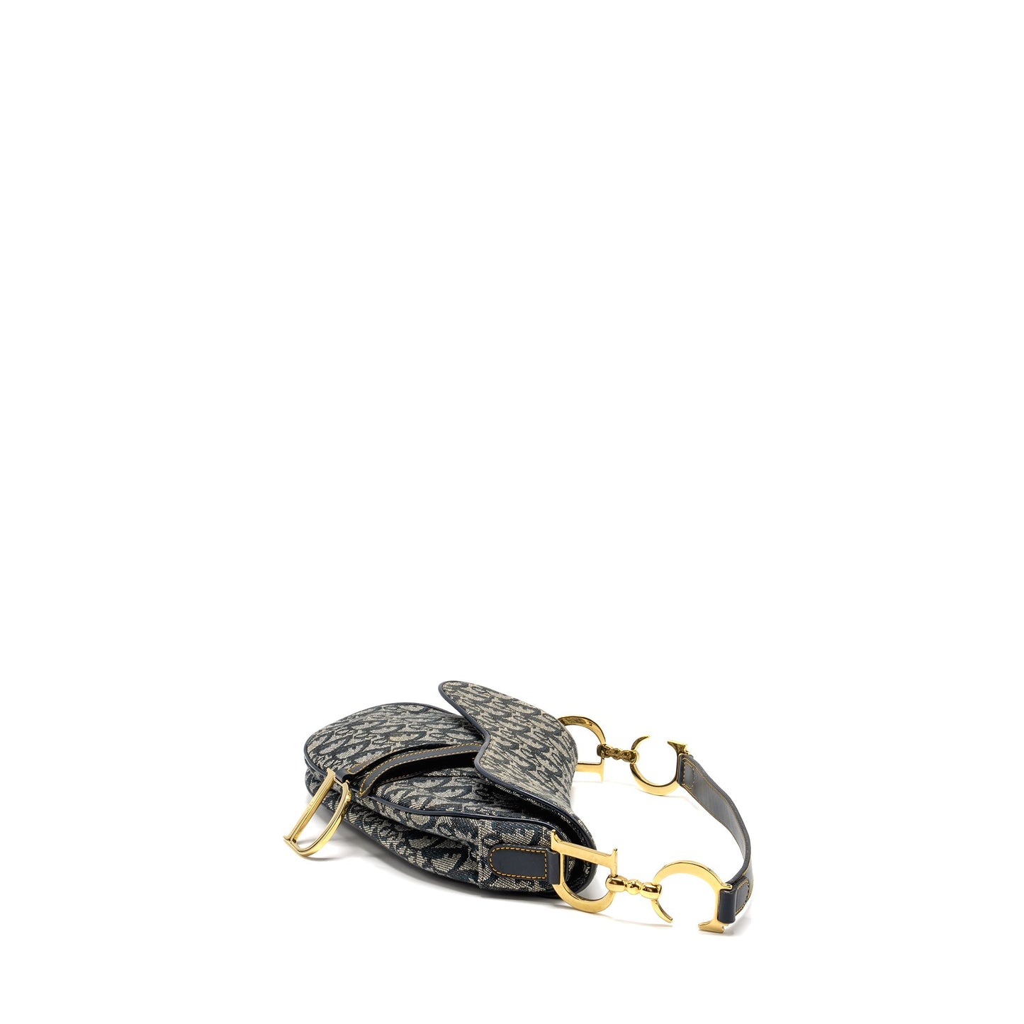 Dior Vintage Saddle Purse Canvas / Leather Blue/Multicolour