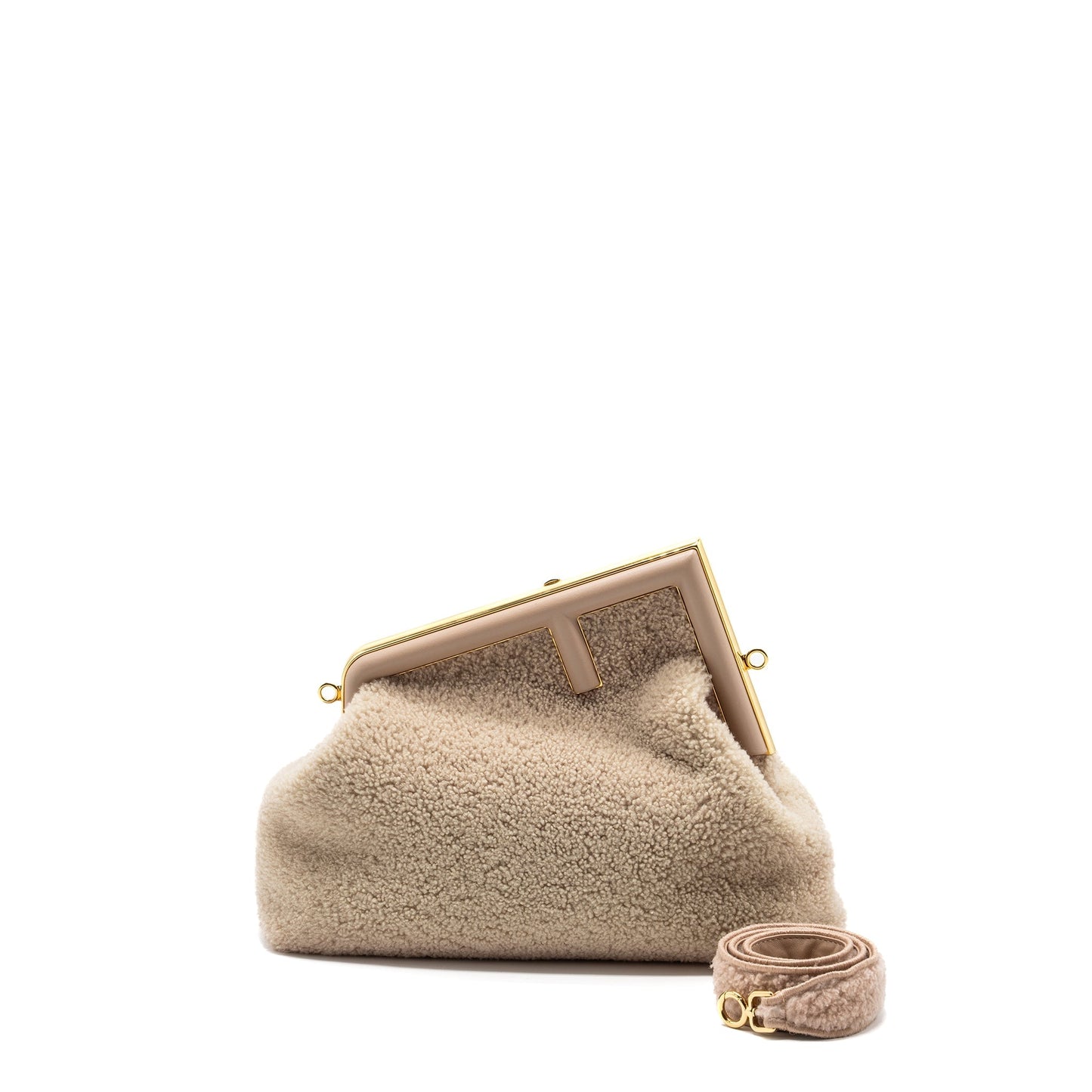 Fendi First Medium Lambskin /Shearling light Beige