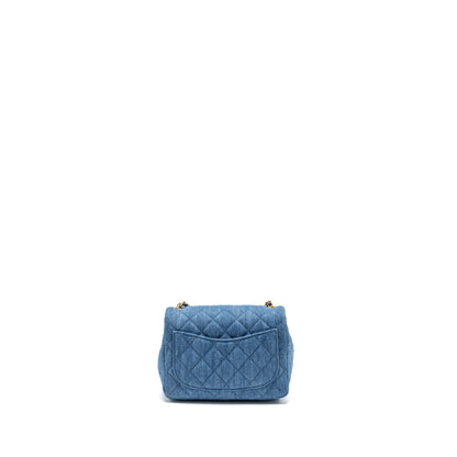 Chanel pearl crush mini square flap bag denim blue GHW (microchip)
