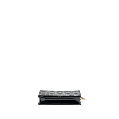 Dior Lady Dior Pouch Wallet on Chain Patent Black