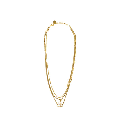 Dior and Pearl Necklace Crystal Gold Tone