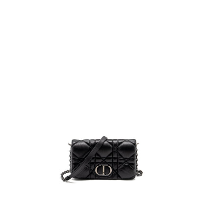 Dior Mini Caro Flap Purse Calfskin Black/ Black Hardware