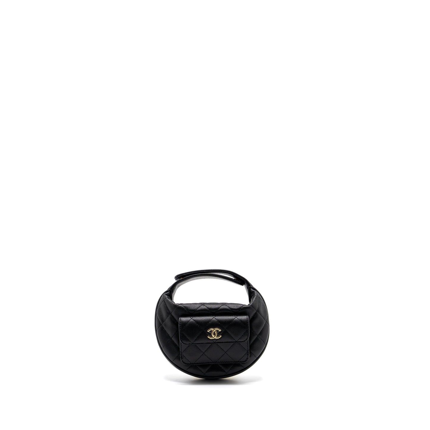 Chanel 23B round clutch caviar black GHW (microchip)