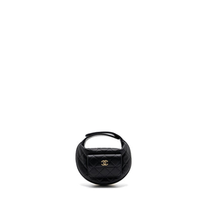 Chanel 23B round clutch caviar black GHW (microchip)