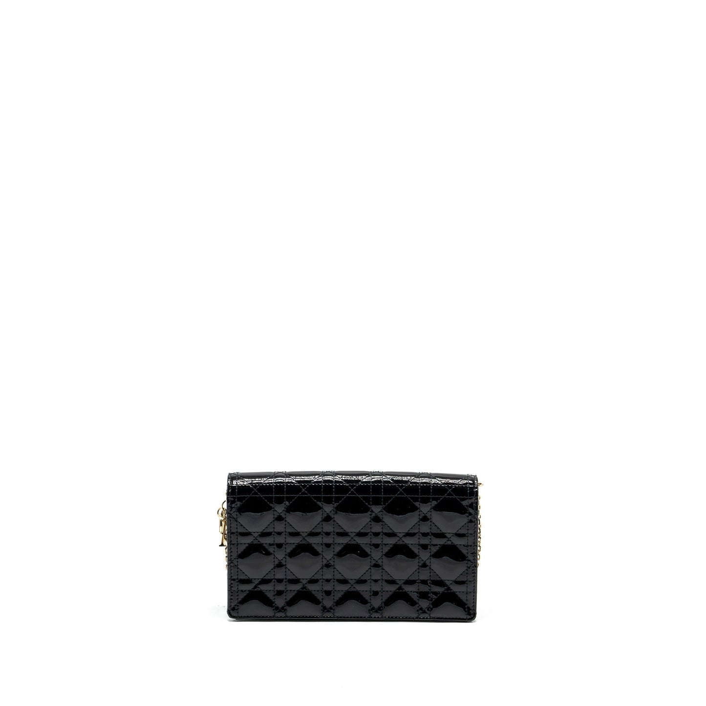 Dior Lady Dior Pouch Wallet on Chain Patent Black