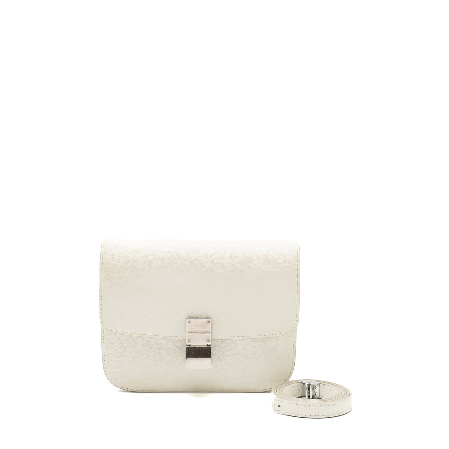 Celine Medium Classic Box Purse Calfskin White