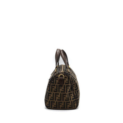 Fendi Boston Purse Jacquard Fabric Brown