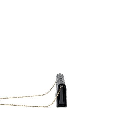 Dior Lady Dior Pouch Wallet on Chain Patent Black