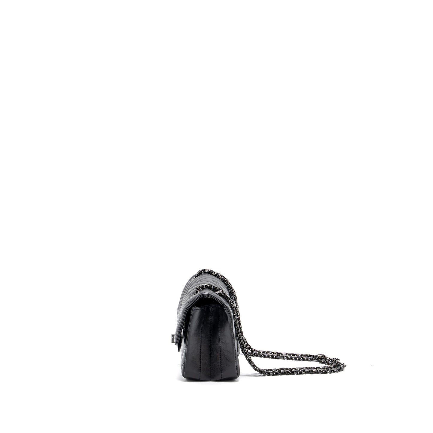 Chanel Mini 2.55 Reissue Flap Bag Chevron Calfskin So Black