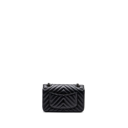 Chanel Mini 2.55 Reissue Flap Bag Chevron Calfskin So Black