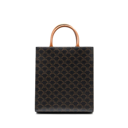 Celine Small Cabas Vertical In Triomphe Canvas/Calfskin Tan