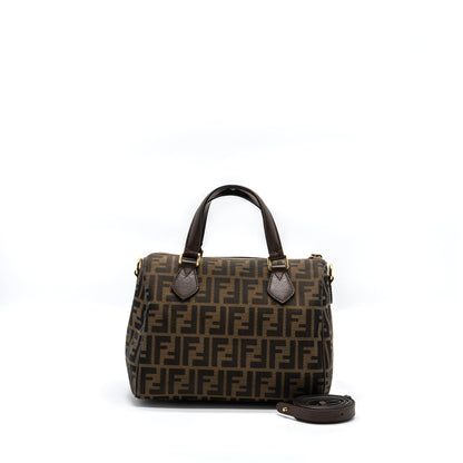 Fendi Boston Purse Jacquard Fabric Brown