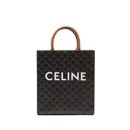Celine Small Cabas Vertical In Triomphe Canvas/Calfskin Tan