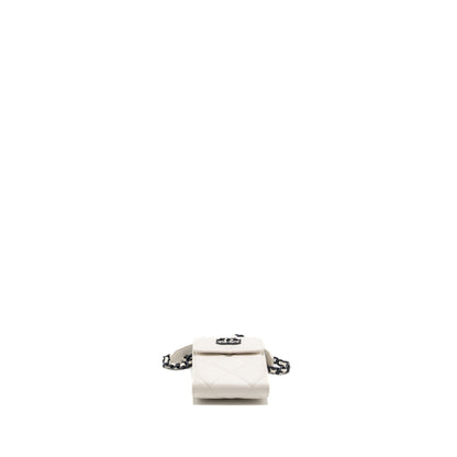 Chanel vertical 19 phone case lambskin white with black hardware