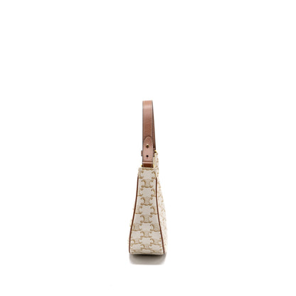 Celine Ava Purse Triomphe Canvas/Calfskin White