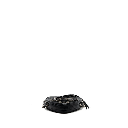 Balenciaga Le Gagole Heart Mini Purse Arena Lambskin Black Ruthenium Hardware