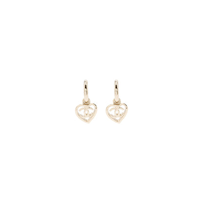 Chanel Round Heart Shape Dropped Earring Light Gold Tone