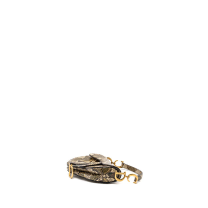 Dior Mini Saddle Purse Python Multicolour