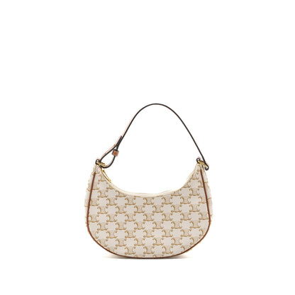 Celine Ava Purse Triomphe Canvas/Calfskin White