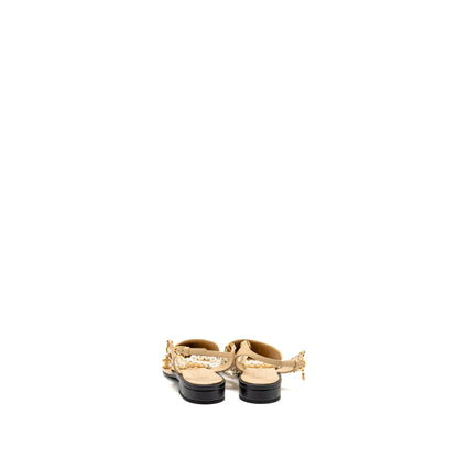 Chanel size 36.5 Slingback with pearl straps beige/ black