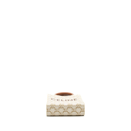 Celine Mini Vertical Cabas Triomphe Canvas/Calfskin White