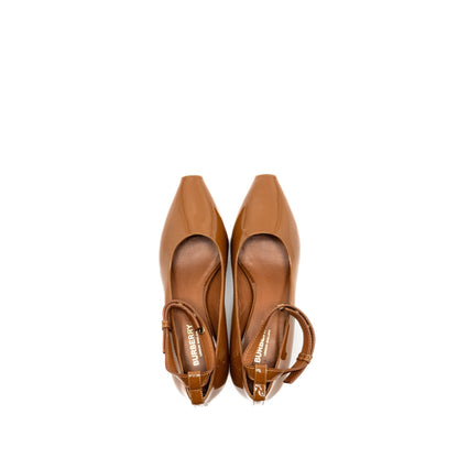 Burberry Size 37 Dill Kitten Heels Patent Brown