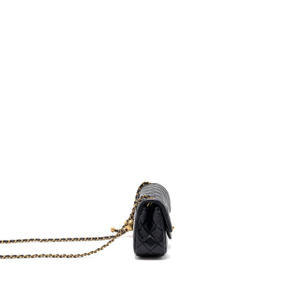 Chanel Pearl Crush Mini Rectangular Flap Bag Lambskin Black GHW