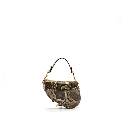 Dior Mini Saddle Purse Python Multicolour