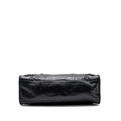 Balenciaga Classic City Purse leather Black Ruthenium Gold Hardware