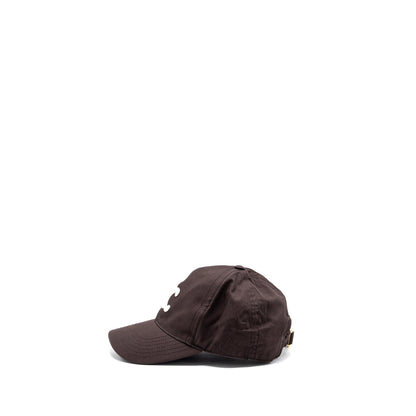 Celine Size S Triomphe Baseball Cap Cotton Cacao