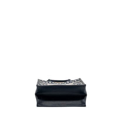 Dior Small Book Tote Blue Oblique Embroidery/Calfskin