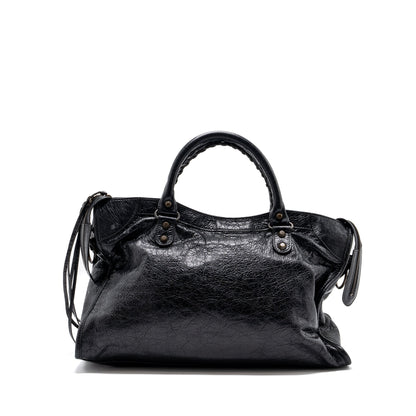 Balenciaga Classic City Purse leather Black Ruthenium Gold Hardware