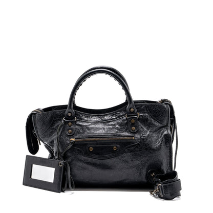 Balenciaga Classic City Purse leather Black Ruthenium Gold Hardware