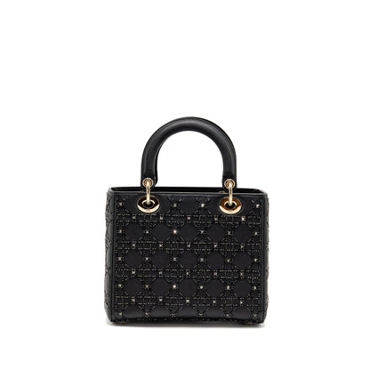 Dior Medium Lady Dior Embellished Cannage Limited Edition Calfskin Black