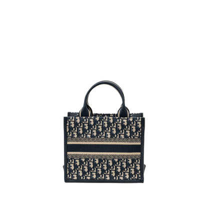 Dior Small Book Tote Blue Oblique Embroidery/Calfskin