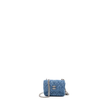 Chanel Coco Love Mini Clutch With Chain Denim Blue SHW(Microchip)