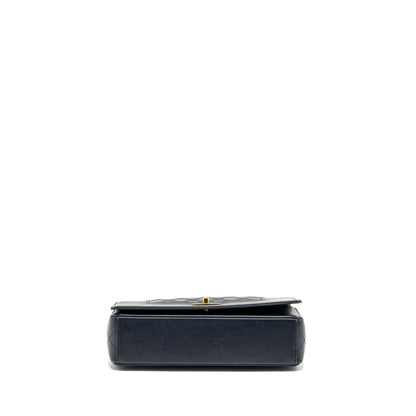 Chanel Mademoiselle Enamel Flap Bag Goatskin Navy GHW