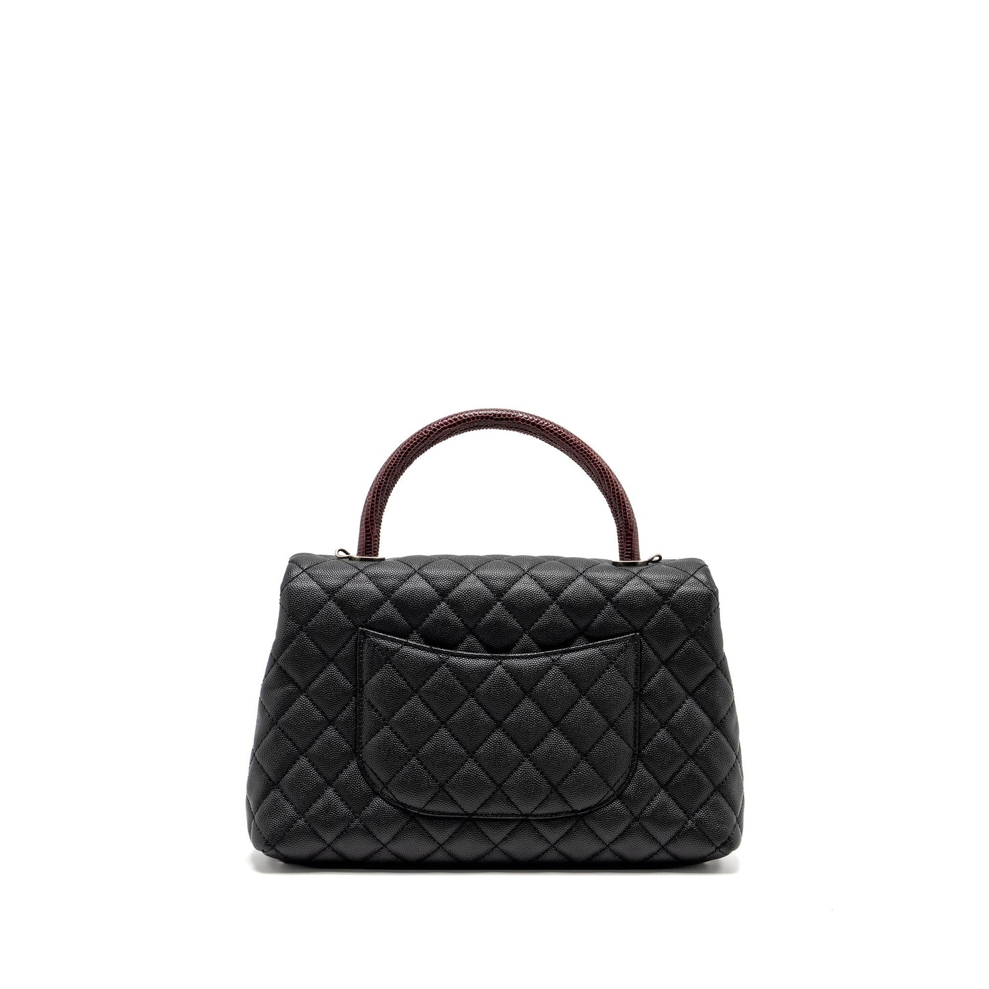 Chanel Medium coco handle caviar / lizard handle black / burgundy ruthenium hardware