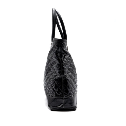 Chanel giant zip shopping bag patent black ruthenium hardware