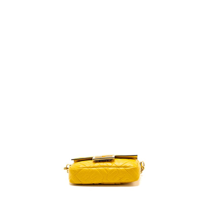 Fendi Mini Baguette Purse Nappa Lambskin Yellow