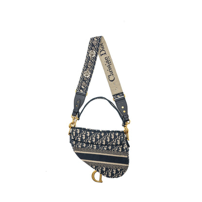 Dior Saddle Purse Blue Oblique Embroidery