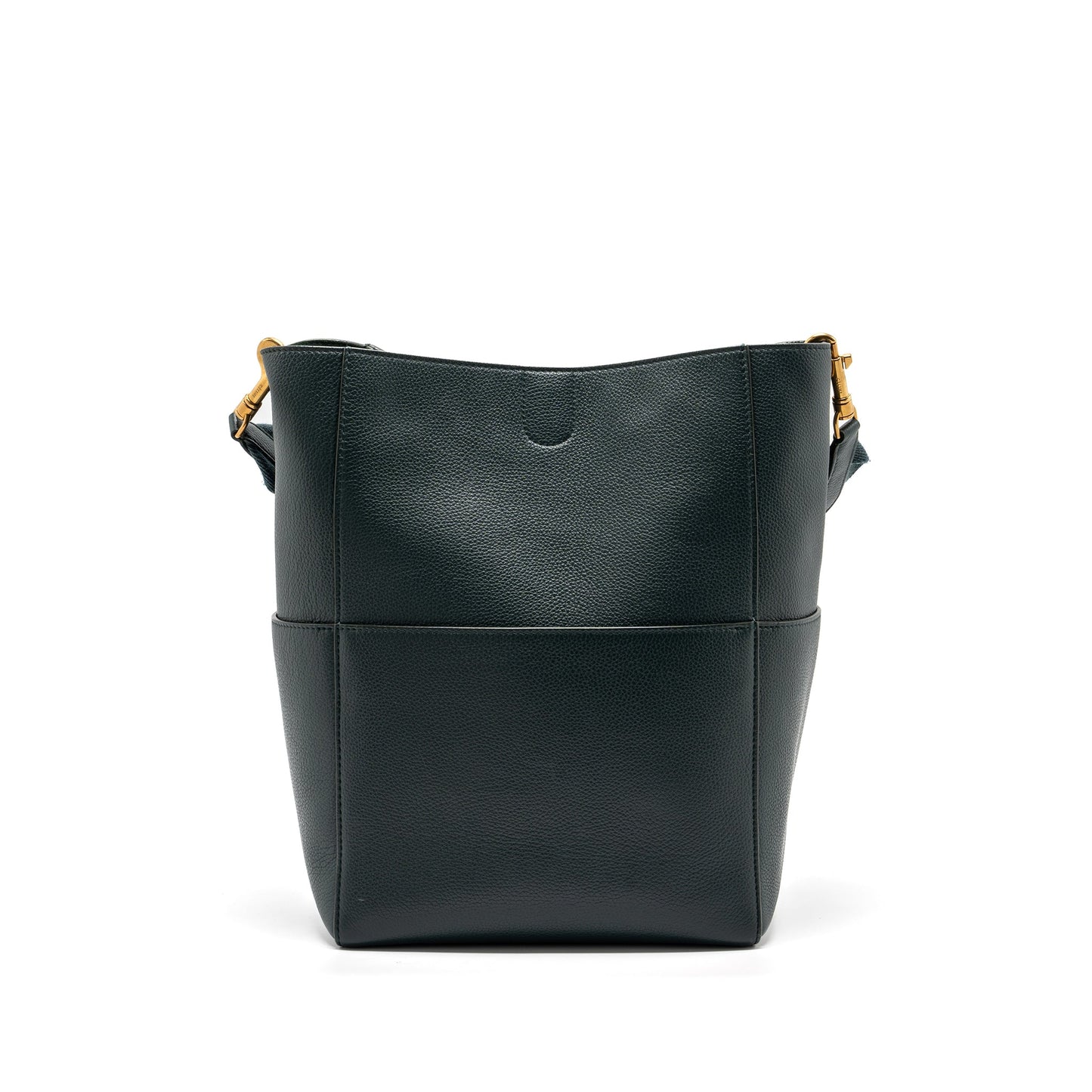 Celine Sangle bucket Purse calfskin dark green