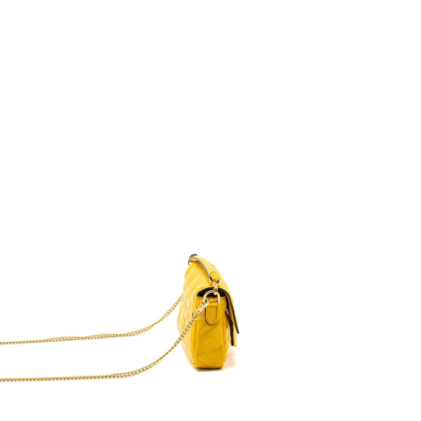 Fendi Mini Baguette Purse Nappa Lambskin Yellow