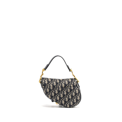 Dior Mini Saddle Purse Oblique Jacquard Blue