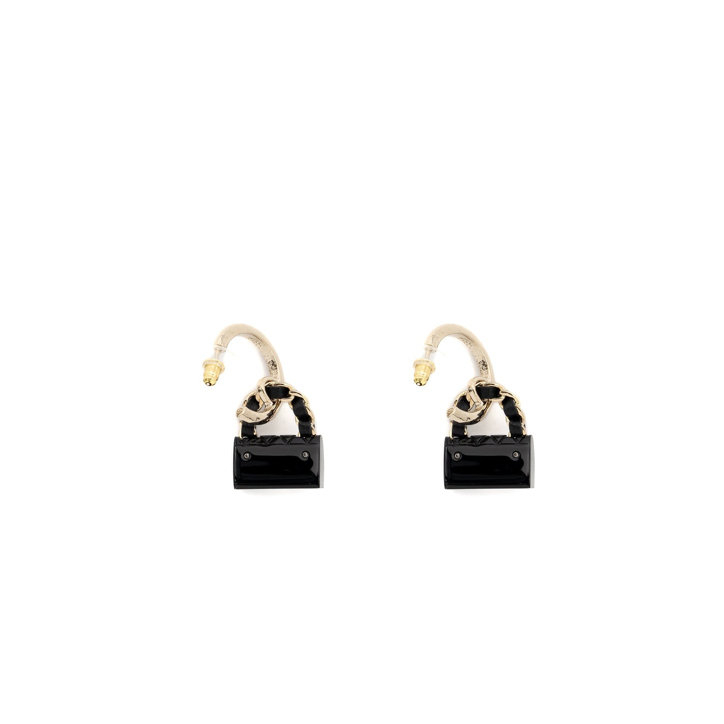 Chanel Flap Bag Dropped Earrings Black LGHW